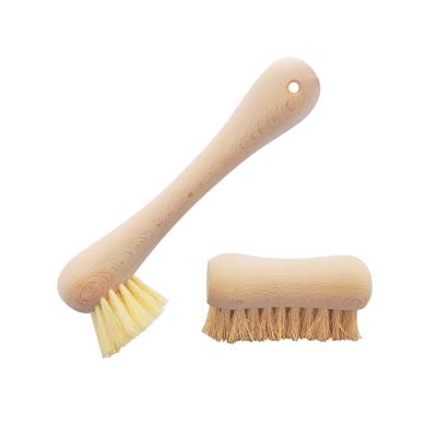 China Customized Free Home Wooden Viable Design Logo Waste Kitchen Cleaning Brush Set 100% Natural Wooden Vegetable Brush for sale