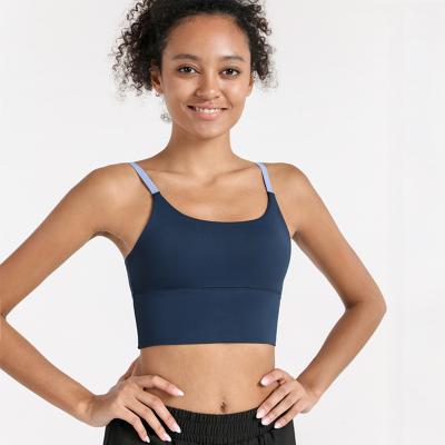 China 2021 Lunar Blue Breathable New Spring Yoga Removable Bra Streetwear Sports Bras Push Up Fitness and Yoga Wear Women Yoga Suit for sale