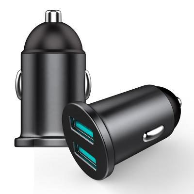 China Hot Sale Aluminum Alloy Dual Port Mobile Phone Mini USB Car Charger for sale