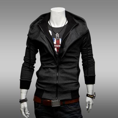 China 2020 fashion casual slim contrast color anti-pilling cardigan sweater jacket embroidery hooded hoodie for sale