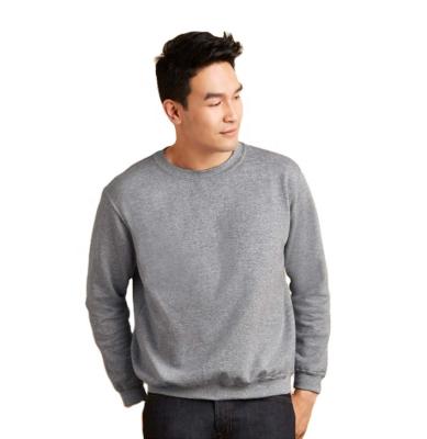 China Plain Men's Anti-pilling 270g Brushed Adult 50% Cotton 50% Polyester Pullover Round Neck Sweater Custom Printed Logo for sale