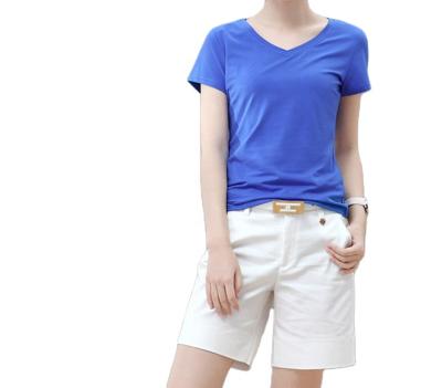 China Factory direct sales anti-shrink ladies plain and generous mercerized cotton 200g color T-shirt simple customization for sale