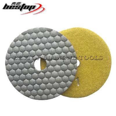 China High Efficiency 4 Inch Dry White Honeycomb 3 Stage Bond Polishing Pad for sale