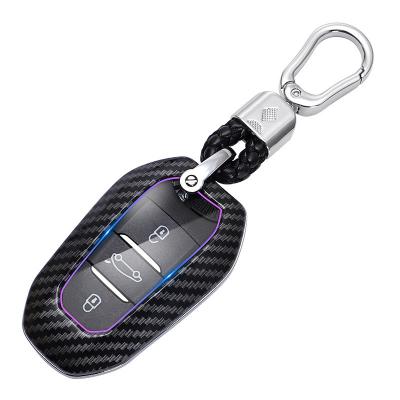 China Other Car Key Cover Holder For DS4 DS5 DS6 DS7 3buttons ABS Carbon Fiber Silicone Case Smart Remote Key FOB for sale