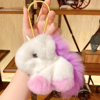 China Cute Promotion Gift Rex Rabbit Fur Plush Key Chain Motorcycle Ornaments Women's Autumn And Winter Pendant Gift for sale