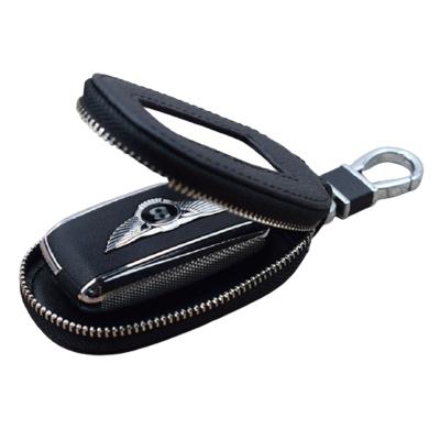 China Universal DHESPT Business Vehicle Car Key Case Smart Car Key Chain Holder Metal Genuine Leather Key Chain Hook Bag and Key Ring Zipper For for sale