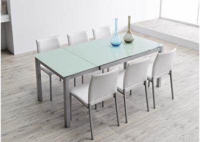 China Mesa de jantar de vidro de tamanho ajustável com design moderno DT-964 à venda