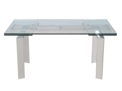 China 200cm Length Extendable Glass Dining Table Fire Resistant With Steel Base for sale