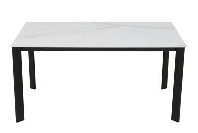 China 1500*850mm Ceramic Dining Table With Fixed Type Black Metal  Base for sale