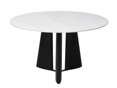 China Ceramic Top Fixed Type Modern Round Dining Table Easy Cleaning With Metal Base for sale