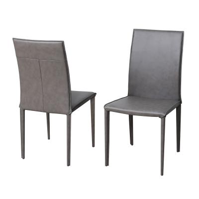 China High Stability Stylish Leather Dining Chairs Impact Resistant With Iron Legs for sale