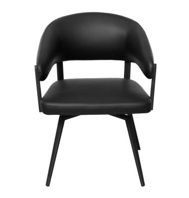 China Sleek Design Black Swivel Dining Chairs Easy Cleaning for Dining Room Seating for sale