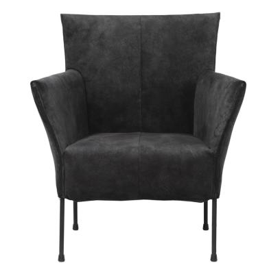 China Comfortable Metal Legs Black Leather Dining Armchair With Upholstery Dc-7383 for sale