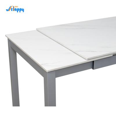 China 1400mm comprimento mesa de jantar extensível moderna personalizável com perna de ferro à venda