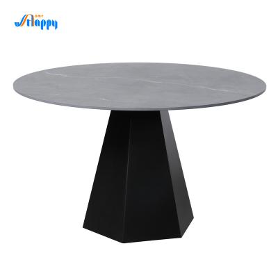 China 1200mm Diameter Modern Round Dining Table With Fixed Type And Iron Base for sale