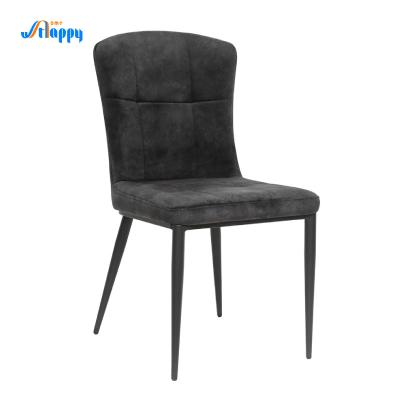 China Fashionable Black Leather Dining Chairs DC-7538 Hard Wearing With Metal Frame for sale