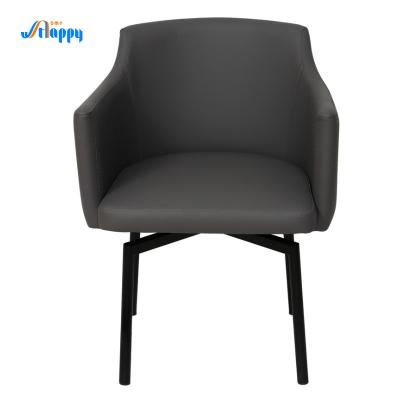 China Modern Black Swivel Dining Chairs Customized With Metal Legs Dc-7528 for sale