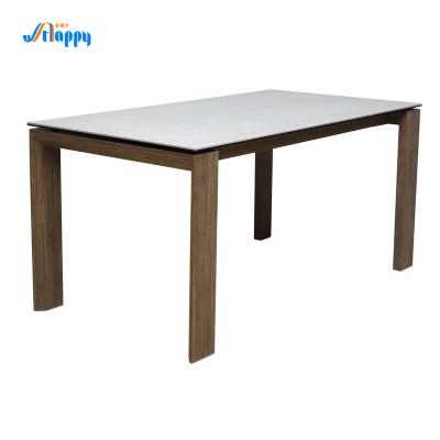 China DT-1009-150 Wood Legs Ceramic Top Dining Room Table Customized KD For Indoor Usage for sale