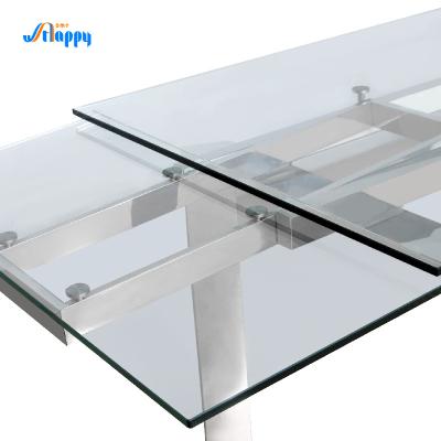 China 200cm Extending Glass Rectangle Dining Table DT-31120 Ready To Assemble Furniture for sale