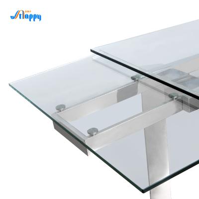 China 2000*900mm Heat Resistant Extendable Glass Top Table DT-31120 Easy Cleaning for sale