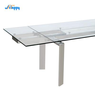 China Euro Style Extendable Tempered Glass Dining Tables 900mm For Indoor Usage for sale