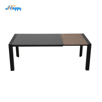 China Width 900mm Extending Dining Tables Knock Down Type With Black Iron Leg DT-981 for sale