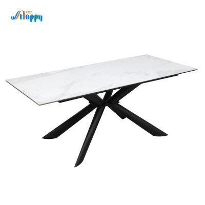 China DT-1006 1800mm Contemporary Ceramic Dining Tables High Wear Resistance With Metal Base for sale