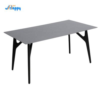 China Customized Size 1500mm Dining Table Industrial With Metal Base DT-988 for sale