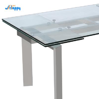 China 900mm Width Extendable Glass Top Dining Table DT-31120 Resistant Scratches for sale