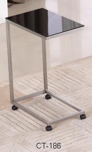 China Stainless Steel Glass Side Table High Stability Movable With Casters CT-186 for sale