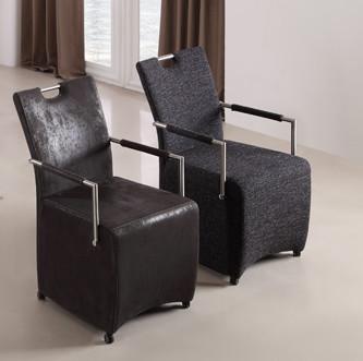 China Stylish Comfortable Upholstered Dining Armchair DC-7276 With Stainless Steel Frame for sale