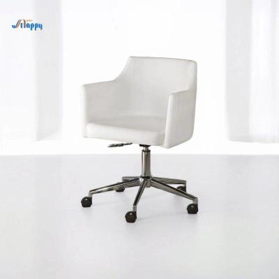 China Modern Upholstered Swivel Task Chair with Flared Arms for Home Office in White for sale