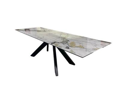 China 1800(+450+450)*1000mm Modern Ceramic Top Dining Table With Extensible System With Metal Base DT-31047A for sale