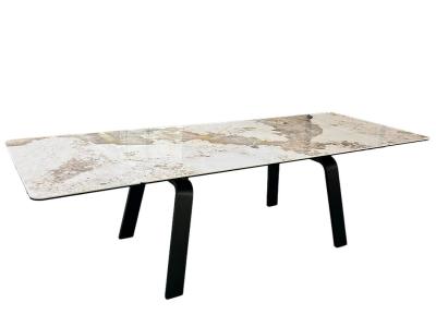 China FUPENG's Extendable Dining Table DT-1031 Ceramic And Tempered Glass Panels For Home Small Spaces for sale