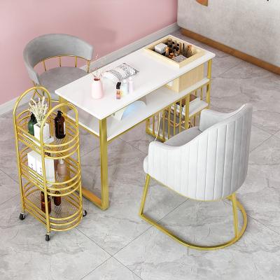 China Modern Modern Factory wholesale design light luxury style modern  nail table and chair set salon table and chair for sale