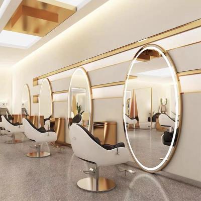 China Modern Modern Factory wholesale modern design luxury barber beauty salon furniture gold mirrors styling station with led for sale