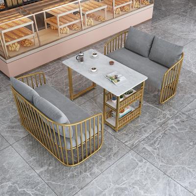 China Modern Modern Modern style design hotel golden iron sofa business reception negotiation lounge sofa table and chair set furniture for sale