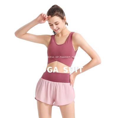 China New Yoga Short Sleeve Yoga Suit Women's Fitness Sports Short Tight Suit QUICK DRY Women's Short Tight Suit for sale