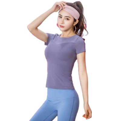 China QUICK DRY Round Neck Mesh Round Mesh Yoga Wear Fitness Tops Quilting Breathable Quick Dry Ladies for sale