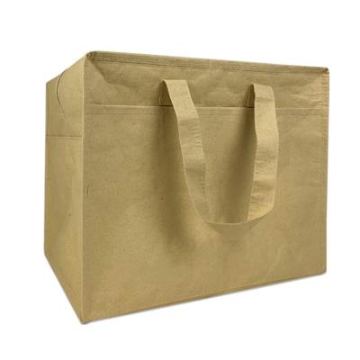 China Customized Waterproof Reusable Washable Kraft Paper Zipper Insulated Cooler Bag Lunch Bag For Picnic for sale