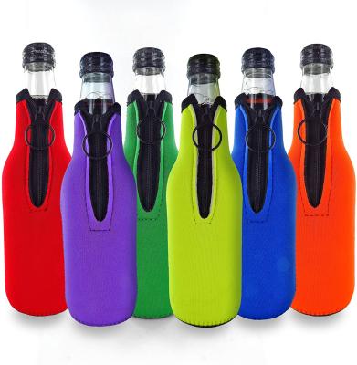 China Waterproof Beer Bottle Cooler Sleeves Collapsible Neoprene Sleeve With Zipper for sale