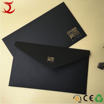 China Eco-friendly High Quality Custom Art Paper Black Envelope Printing With Logo Foil Stamping for sale