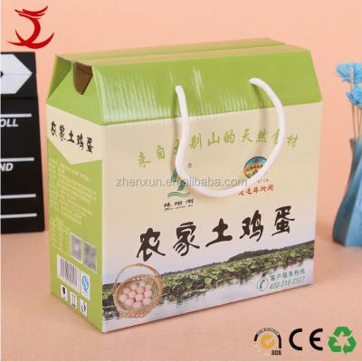 China Recycled Materials Logo Custom Packaging Corrugated Box Egg Carton Box With Handle for sale