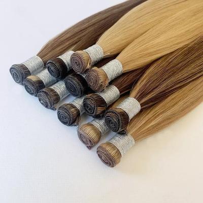 China Genius Wave Remy Weft Thick End Cuticle Genie Hair Weft Extension Hand-tied Virgin 100% Invisible Silky Straight Untouched for sale