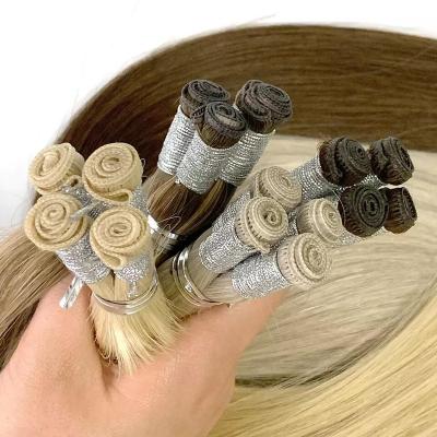 China High Quality Silky Straight Wave Russian Genius Weft Hand-tied Seamless Hair Extensions 100% Raw Hair Weft Invisible for sale