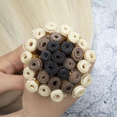 China New Remy Virgin Russian Hair Can 100% Hand-tied Thin Super Silky Straight Wave Design Be Cut Genius Wefts Hair Extensions for sale