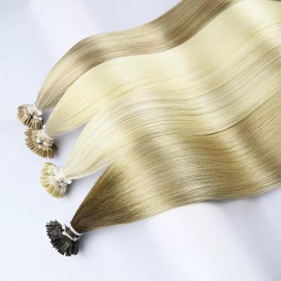 China Russian Remy Keratin Flat Tip Human Hair 100% Pulled Virgin Hair Extension Italian Double Wave High Quality Silky Straight Keratin for sale