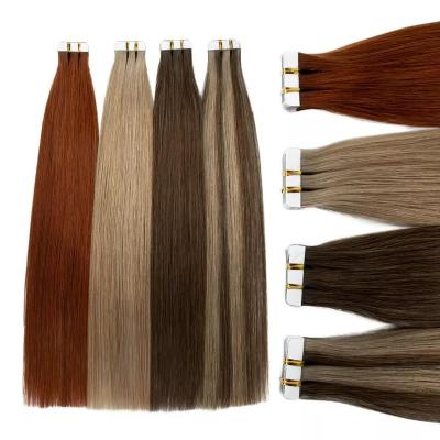 China Factory Wholesale High Quality Remy Straight Human 100% Virgin Silky Straight Human Russian Tape In Hair Extensions for sale