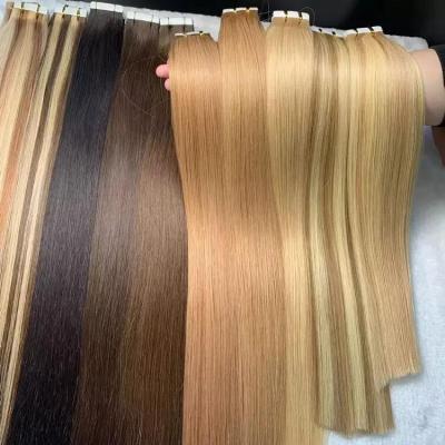 China Raw Tape Pulled European High Quality Double Wave Silky Straight Ins Remy Tape Hair Extensions 100Human Hair Tape Extensions for sale