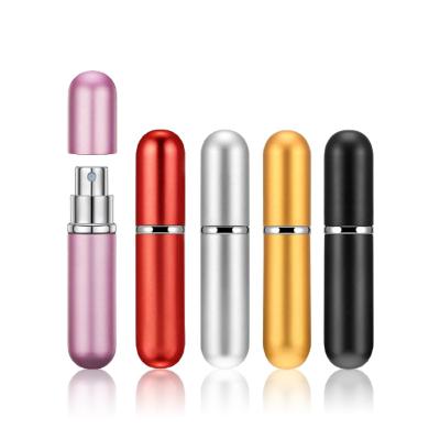 China Wholesale 5ml Gold Purple Pink Black Empty Silver Cosmetic Empty Mini Travel Portable Glass Perfume Blue Yellow Refillable Spray Bottle for sale